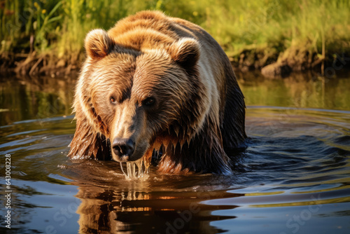 Brown bear grizzly at the watering hole