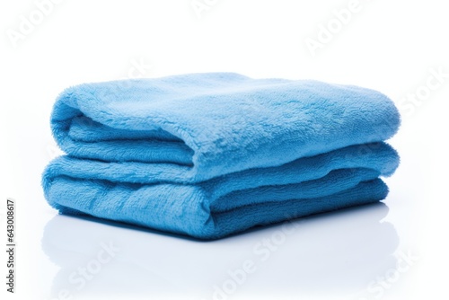 A white background with a blue towel
