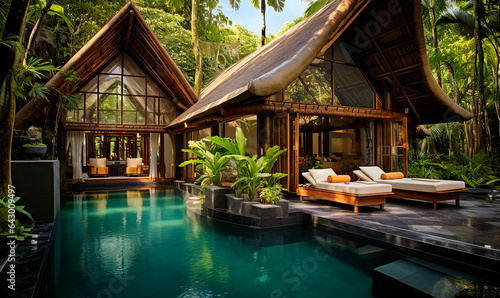 stunning bamboo villa with spring water pool
