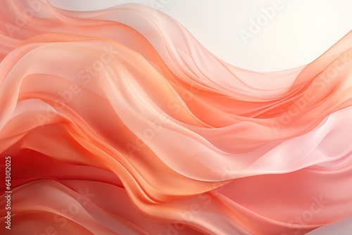 Abstract background with smooth wavy silk or satin texture in coral, salmon or peach pink colors