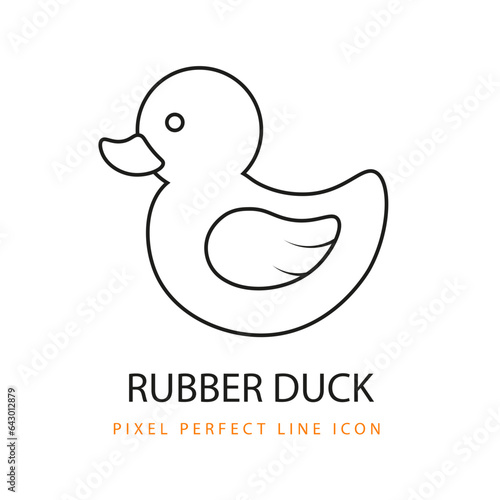 Rubber Duck Children Baby Toy Product Icon Line Art Pixel Perfect Infant Baby Coloring Page