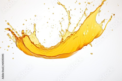 Cooking oil spattering alone with a white backdrop