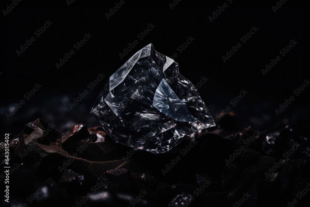 Diamond on coal background