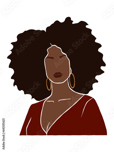Abstract beautiful black afro woman illustration. Vector illustration.