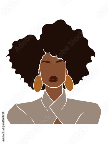 Abstract beautiful black afro woman illustration. Vector illustration.