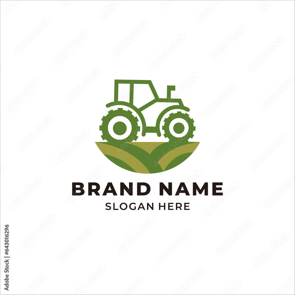 Fototapeta premium heavy equipment vehicle tractor farming logo vector illustration 