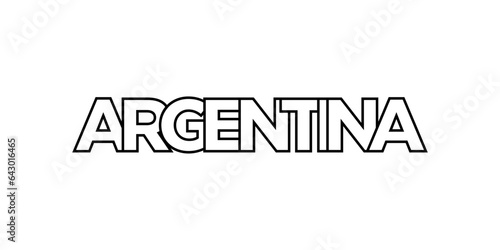 Argentina emblem. The design features a geometric style, vector illustration with bold typography in a modern font. The graphic slogan lettering.