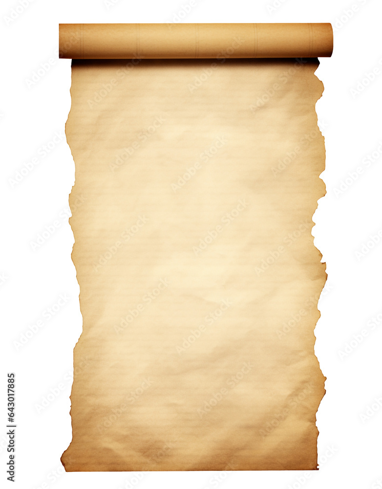 Old Parchment paper scroll isolated on transparent or white background, png