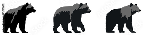 Bear icons set. Bear silhouettes. Black symbols of bear.