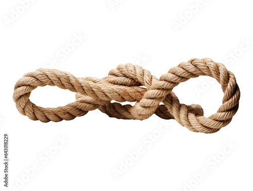 Tangled rope isolated on transparent or white background, png