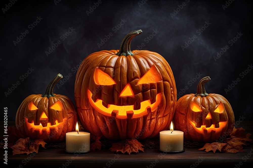 Isolated Halloween pumpkin head with burning candles on white background Isolated Halloween pumpkin head with burning candles on white background