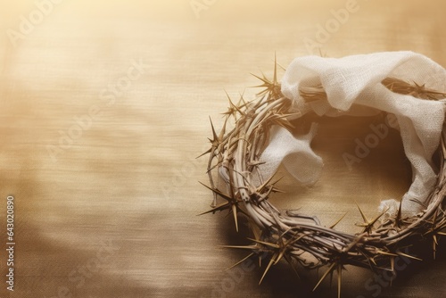 Jesus Christ s Passion Thorns cross and sand banner photo