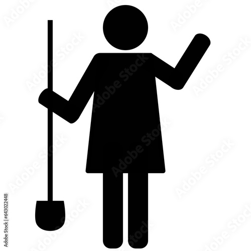 청소, 청소부, 가정부, 가정, 집안일, 주부, 사람, 여자, 여성, 소년, 소녀, 아이콘, 벡터