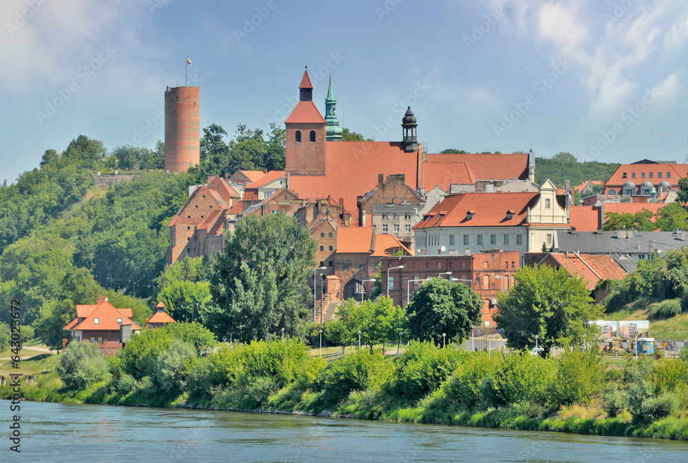 Obraz premium Panorama of Grudziądz from the side of the Vistula River