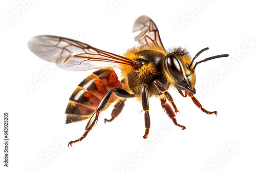 A stunning Bee flying in mid-air with transparent background PNG © Ameer