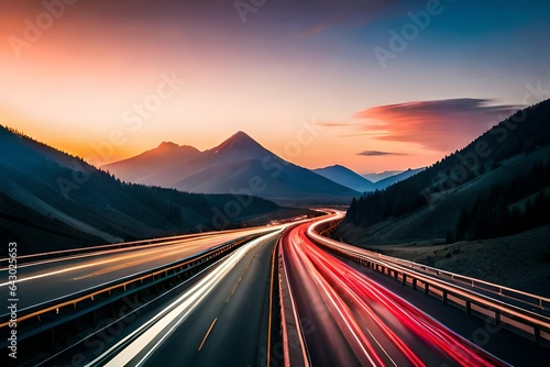 highway at sunset generated ai.