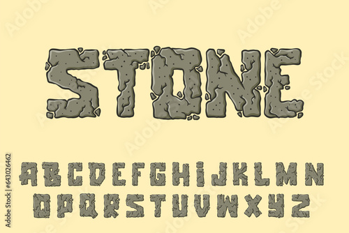Alphabet Stone Cracked Cartoon vector