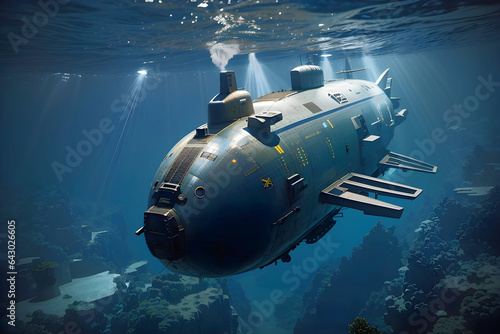 Wallpaper Mural Submarine in the deep blue sea. Torontodigital.ca