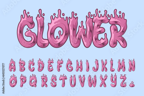  Alphabet Pink Glow Graffiti Cartoon vector