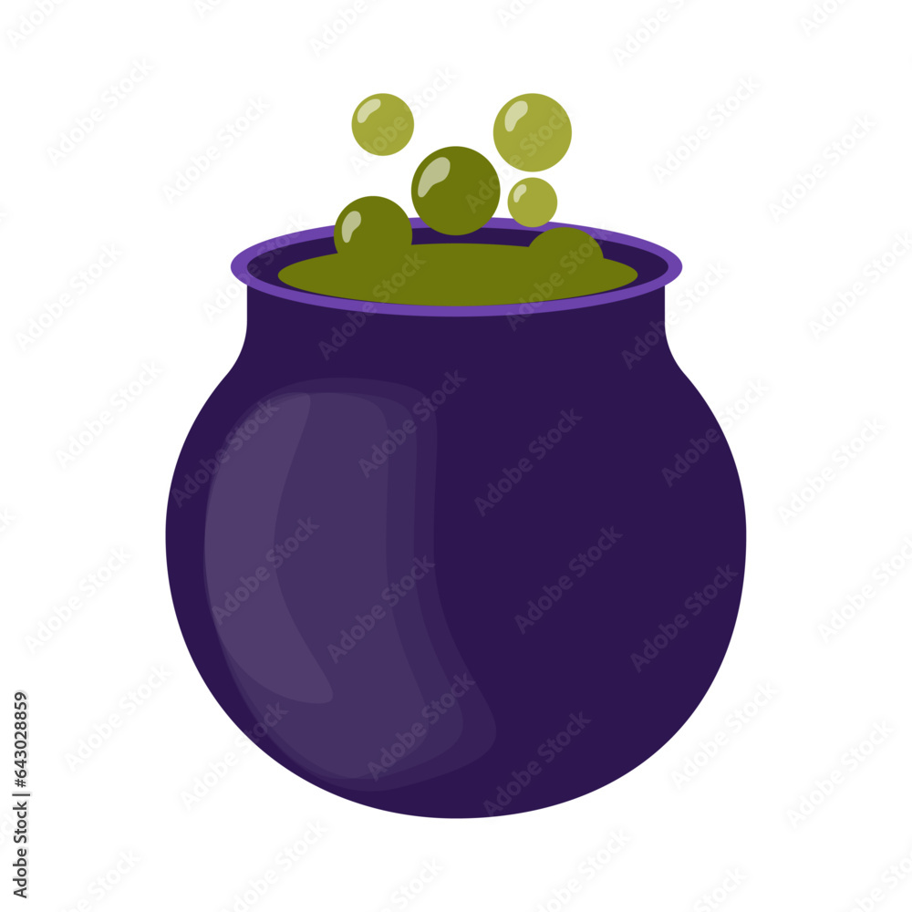 Halloween purple pot icon with green potion isolated transparent and white background. Close-up bright witch potion element for holiday design decoration. Vector illustration in cartoon flat style. Halloween purple pot icon with green potion isolated transparent and white background. Close-up bright witch potion element for holiday design decoration. Vector illustration in cartoon flat style.