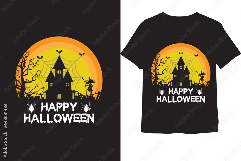 Halloween t-shirt design costume creative Eye-catching high-quality Illustration Black cat Pumpkin, Scary trendy graphic badge typography quote t-shirt design vector