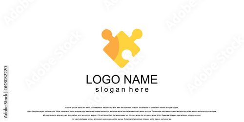 Simple puzzle logo design with modern concept| premium vector