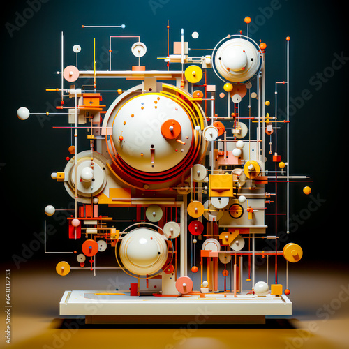 Abstract Concept Design in Colourful Maths Structures Spherical Sculptures Minimalism with Movement Social Network Analysis Digital Art Generative AI Cover Poster