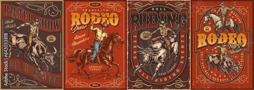 Rodeo show colorful set stickers