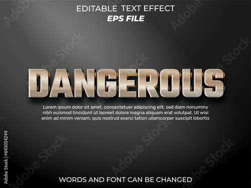 dangerous editable text effect 3d font style use for logo and business brand. vector template