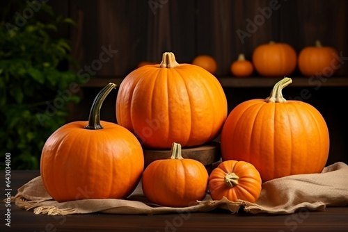 Photo background of harvested pumpkin harvest preparing for halloween 