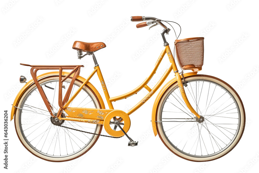 Yellow bicycle isolated on transparent Background - PNG
