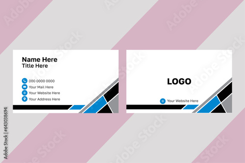 Business card design template, clean professional business card template, visiting card. Flat design vector abstract creative - Vector. Double sided business card template modern and clean style. 