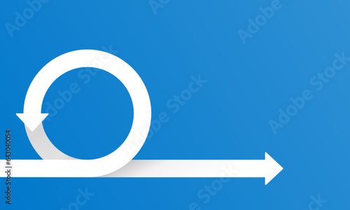 Business presentation with white arrows on blue background template. Agile development method. Vector illustration.