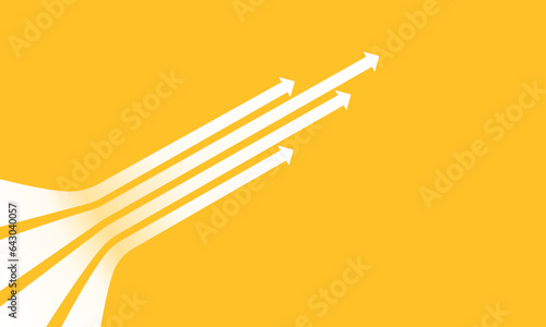 Business presentation with 4 arrows rising on yellow background template. Vector illustration.