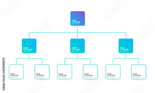 Business organizational structure management. Infographic organization department. Vector illustration.
