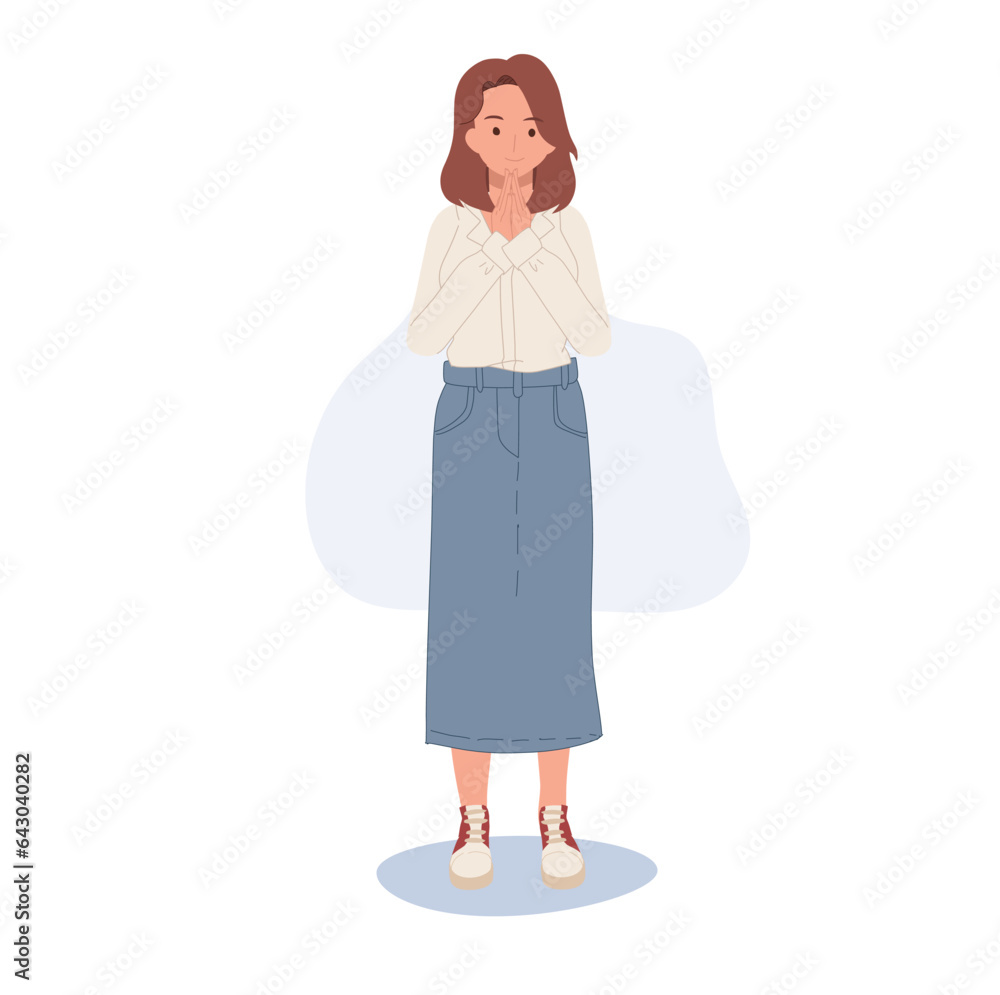 Asian Respect Sign concept. Traditional Thai Respect Gesture. Thai Sawasdee Greeting and Thank you. Thank you for shopping with us. Asian Respect Sign concept. Traditional Thai Respect Gesture. Thai Sawasdee Greeting and Thank you. Thank you for shopping with us.