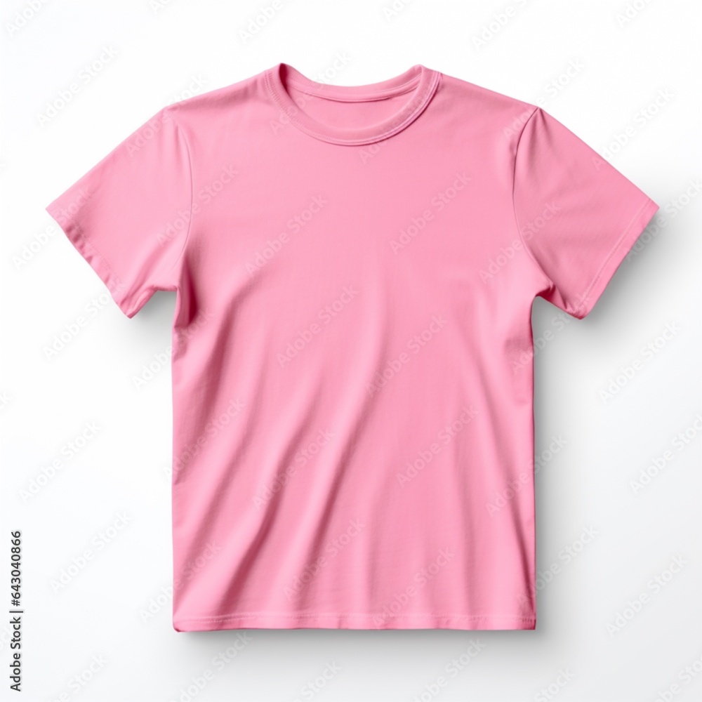Pastel pink t-shirt blank template mock-up on white background. AI generated Pastel pink t-shirt blank template mock-up on white background. AI generated