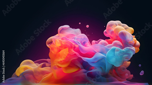 colorful smoke on dark background. color splash 3d illustration, digital art work, universal colorful technology, Generative AI