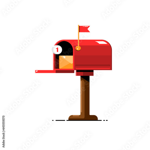Mailbox with letter on isolated background, Vector illustration.