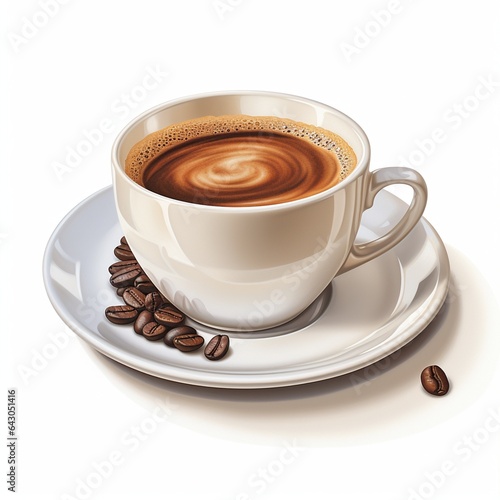 a cup filled with coffee with a white black background