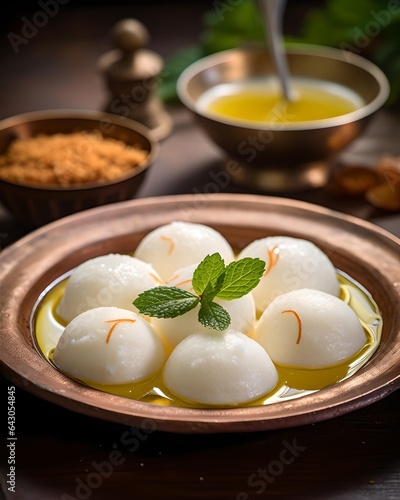 Rasgulla, a Traditional Sweet Indian Dessert photo