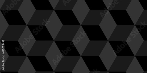 Abstacts Black cube geometric seamless background. Seamless blockchain technology pattern. Vector iilustration pattern with blocks. Abstract geometric design print of cubes pattern.