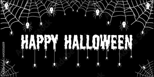 Spider and cobweb background. The scary of the halloween symbol. Text Banner