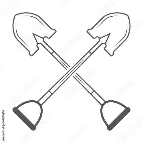 Cross Shovel Outline, Shovel Outline, Shovel, Labor equipment, Construction tools, Clipart, Garden tool,  Worker elements, Hand tool, Hand Shovel, Farm equipment,