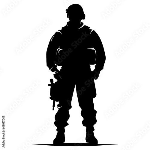 American Army soldier silhouettes vector, Silhouette of the military with weapons