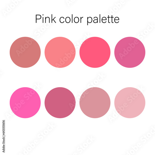 Pink color palette. Swatch guide, decoration, scheme. Vector.