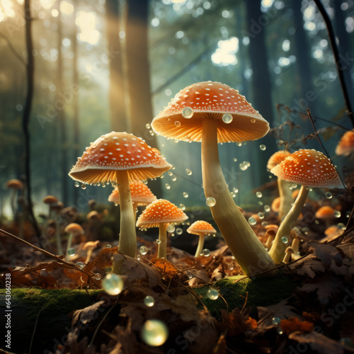A little forest of mushrooms in the big forest