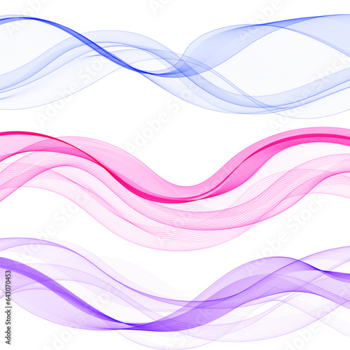 set of color waves. abstract curved lines. eps 10