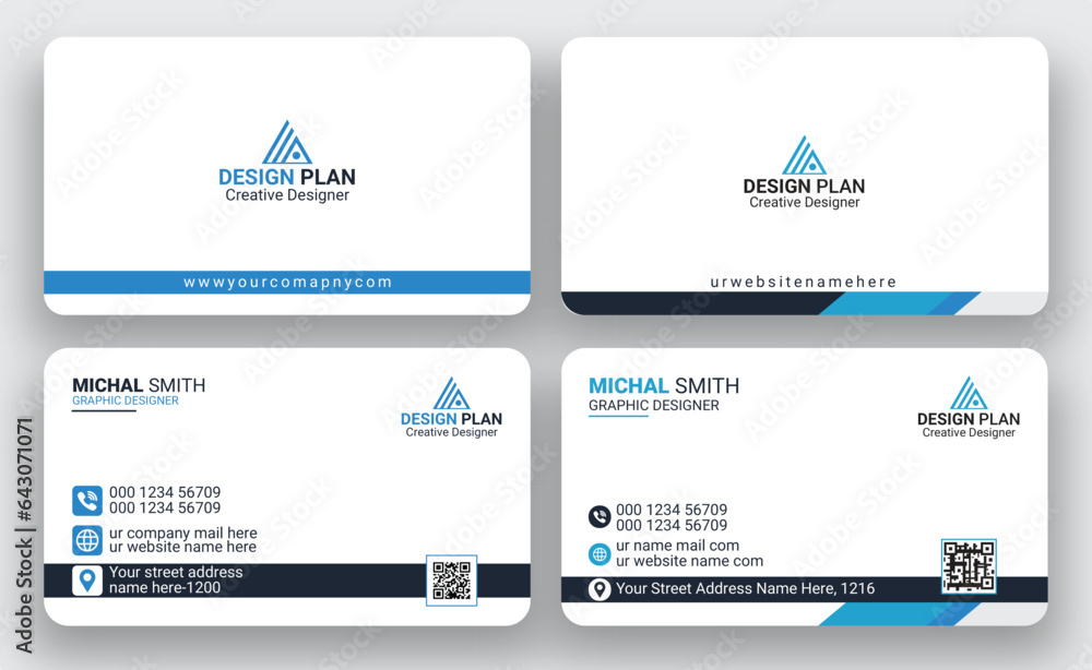 Creative modern business card template, double-sided business card design template, Creative and clean corporate business card template