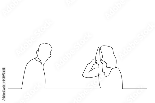 disagreeing woman man couple marital problems life line art design
